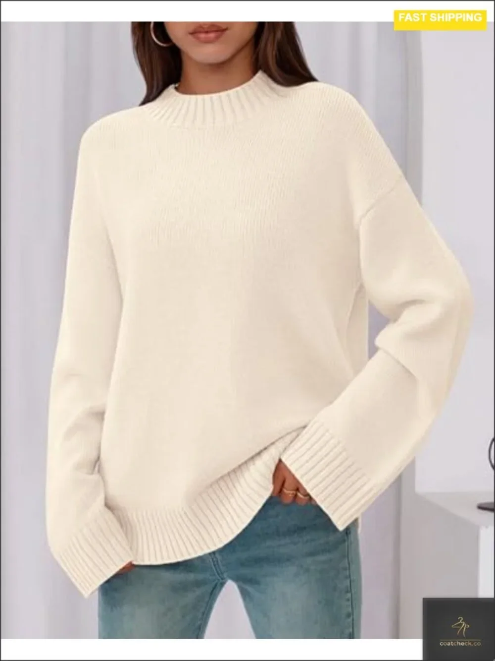 Womens Crewneck Loose Fit Ribbed Knit Pullover Sweater Long Sleeve Fall Winter